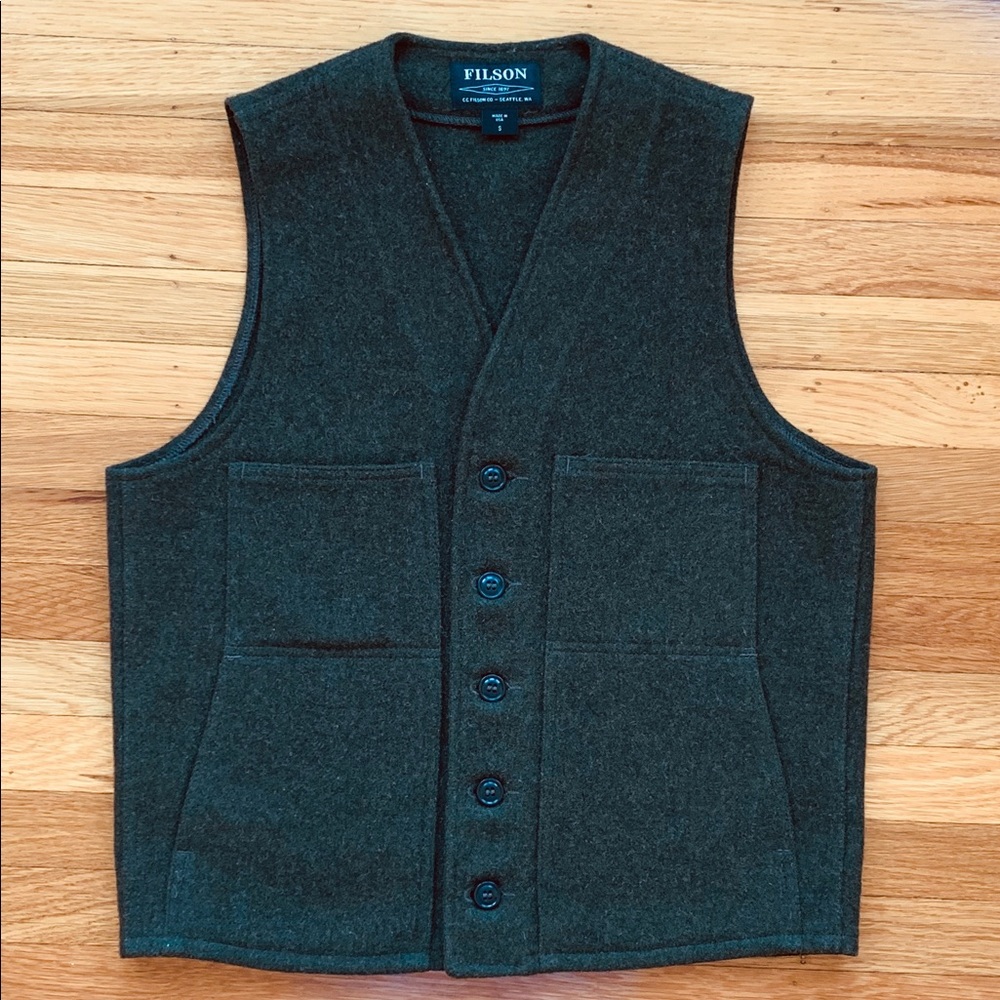 FILSON Forest Green Mackinaw Wool Vest Small USA